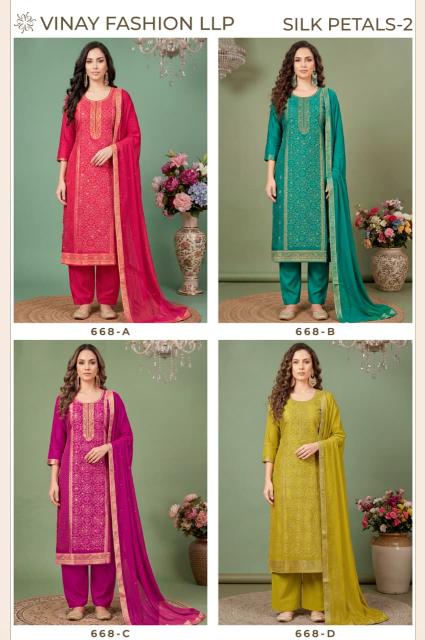 Vinay kuleesh silk petals-2 dress material wholesale price in chennai